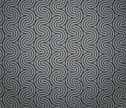 The geometric pattern with wavy lines. Seamless vector background. Black and gray texture. Simple lattice graphic design