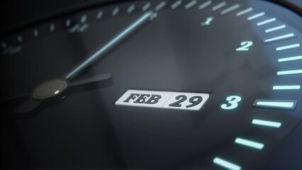 3d rendering clock of change to February 29th. Leap year concept design. 3d illustration in realism style