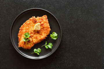 Chicken schnitzel on plate