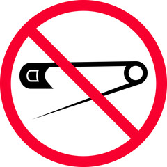 No Safety Pin Prohibition Sign Symbol