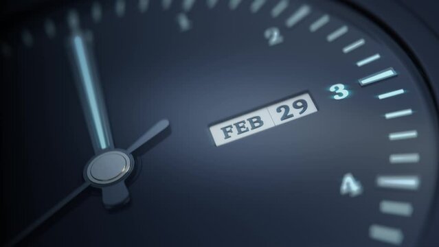 3d rendering clock of change to February 29th. Leap year concept design. 3d illustration in realism style