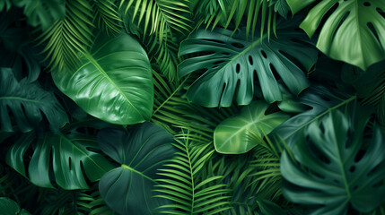 Botanical. Jungle leaves background. closeup nature view of green leaf and palms background. Flat lay, dark nature concept, tropical leaf. adventure nature background of green forest, tropical forest.