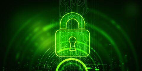 2d illustration Safety concept: Closed Padlock on digital background