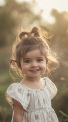 Portrait of a smiling toddler dressed in a cute outfit, capturing the innocence and happiness of early childhood