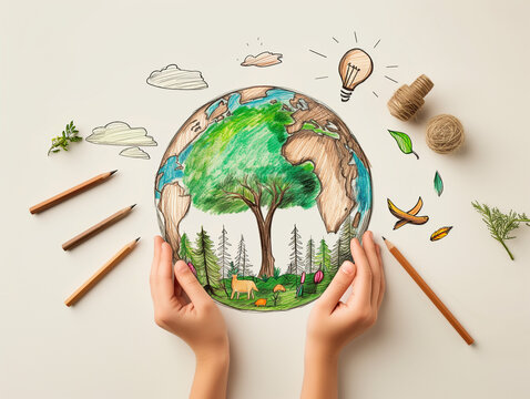 Dessin de la terre au crayon r&eacute;aliste