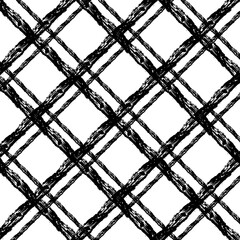 Vector hand drawn grunge checkered pattern. Doodle Plaid geometrical simple texture. Crossing lines. Abstract cute delicate pattern ideal for fabric, textile, wallpaper