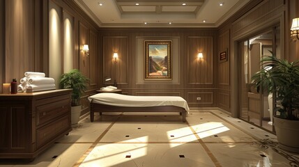 Empty Interior of massage and therapy room. Generative AI