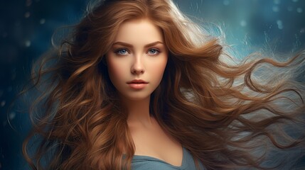 a young woman with dark   long hair  looking at the camera