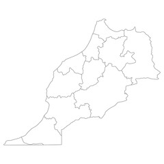 Morocco map. Map of Morocco in administrative provinces in white color