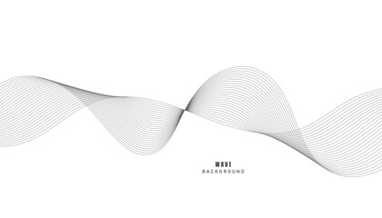 Lines for the background. Black stripes on a white background. Set of wavy lines. Multiple line waves. Creative line art. Grey waves with lines. Vector waves set. Curved wavy line, smooth stripe.