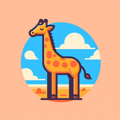 flat logo of Vector giraffe illustration vector, colorful giraffe illustration 