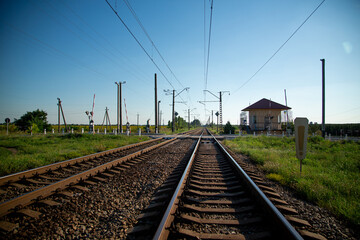 Railway crossing with barrier and control point