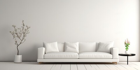 Minimalistic indoor architecture living room space mock up background. Room for relaxing with simple scandinavian