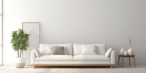 Fototapeta na wymiar Minimalistic indoor architecture living room space mock up background. Room for relaxing with simple scandinavian