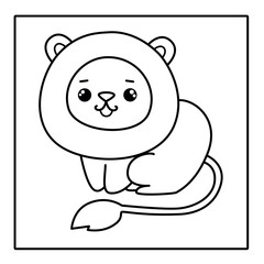 Сoloring book for children, lion. Vector illustration