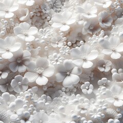 Elegant 3D Flowers: Delicate White Blooms