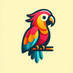 flat logo of parrot design, parrot illustration, parrot logo 