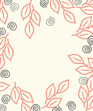 Playful Leaves and Squiggles Background or Frame 
