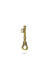 Golden Old key isolated on white background with clipping path.