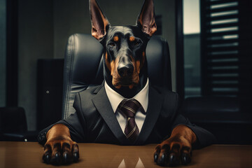 Created with generative ai image of funny animal wear elegant suit business concept