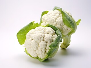 Top view of white brocli on a white background, very good quality white brocli