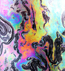 Oil Petrol Pollution Rainbow Gasoline Leak on Pavement