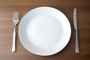 Casual dining setup, simple plate on wooden table, Casual Concept Art, Generative AI