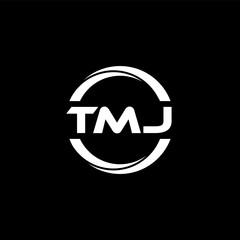 TMJ letter logo design with black background in illustrator, cube logo, vector logo, modern alphabet font overlap style. calligraphy designs for logo, Poster, Invitation, etc.