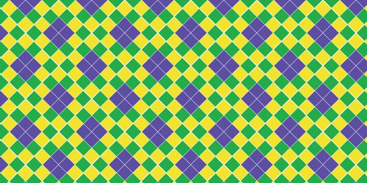 Mardi Gras seamless pattern with harlequin pattern symbol. Perfect for wallpaper, pattern fills, web page background, textile, holiday greeting cards