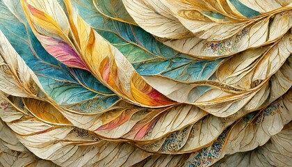 Abstrakcyjne tło z kolorowymi liśćmi © Monika