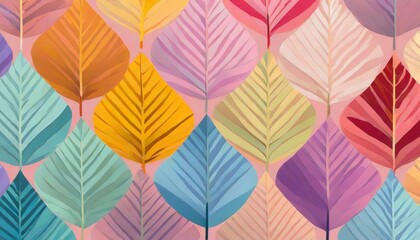 Fototapeta na wymiar Seamless pattern with colorful leaves. Wallpaper, background, illustration