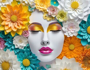 Women's faces surrounded by colorful flowers