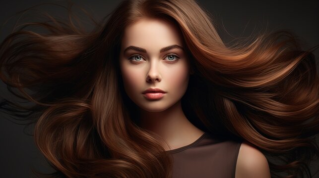 beauty portrait of a well-groomed young woman with beautiful hair