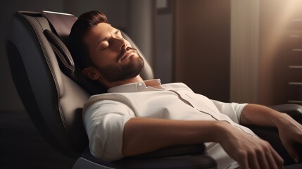 A Man Sleeping on a Plane With His Eyes Closed