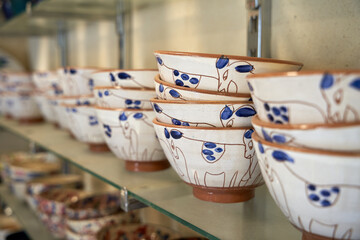 close up shot of Handicrafts for making carved ceramics in the tourist village of Tunis in Fayoum, Egypt