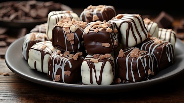 chocolate covered marshmallows on plate