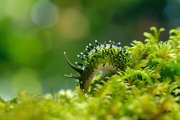caterpillar on a leaf made by midjourney