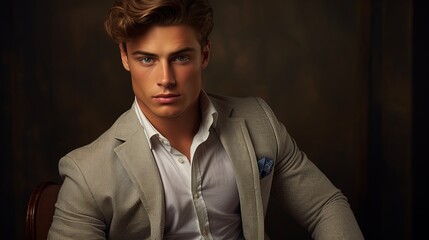 Fototapeta premium Elegant young handsome man. Studio fashion portrait.