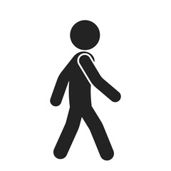 Isolated black pictogram sign of man walking, walk symbol, for cross walk of pedestrian walkway line	