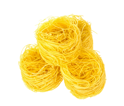 A portion of tagliatelle italian pasta isolated on white