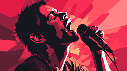Abstract singer in a microphone spotlight  representing the spotlight on vocal performances. simple Vector Illustration art simple minimalist illustration creative