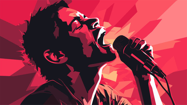 Abstract singer in a microphone spotlight  representing the spotlight on vocal performances. simple Vector Illustration art simple minimalist illustration creative