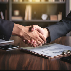 successful business agreement: close-up handshake