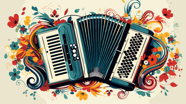 Abstract accordion with flowing patterns  representing the folk and traditional sounds of accordion music. simple Vector Illustration art simple minimalist illustration creative