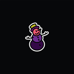 Original vector illustration. The icon of a kind snowman in a top hat.