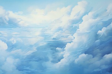 A painting of blue and white clouds. Generative AI