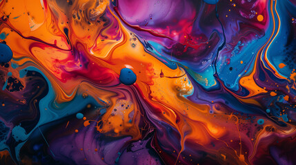 Abstract Fluid Art with Vibrant Orange and Blue Swirls Representing Creative Flow