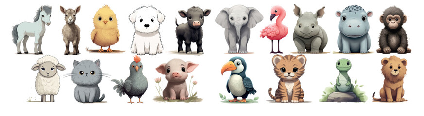 Adorable Collection of Illustrated Baby Animals A Cute and Colorful Set for Children s Books, Educational Materials