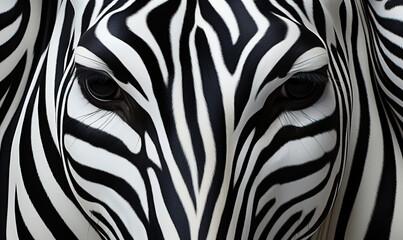 Fototapeta na wymiar Creative image of a zebra's face on the background.