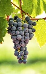 Fototapeta premium Ripe grapes with leaves isolated